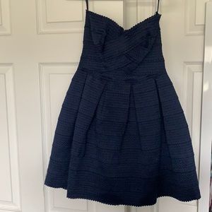 Navy blue strapless dress